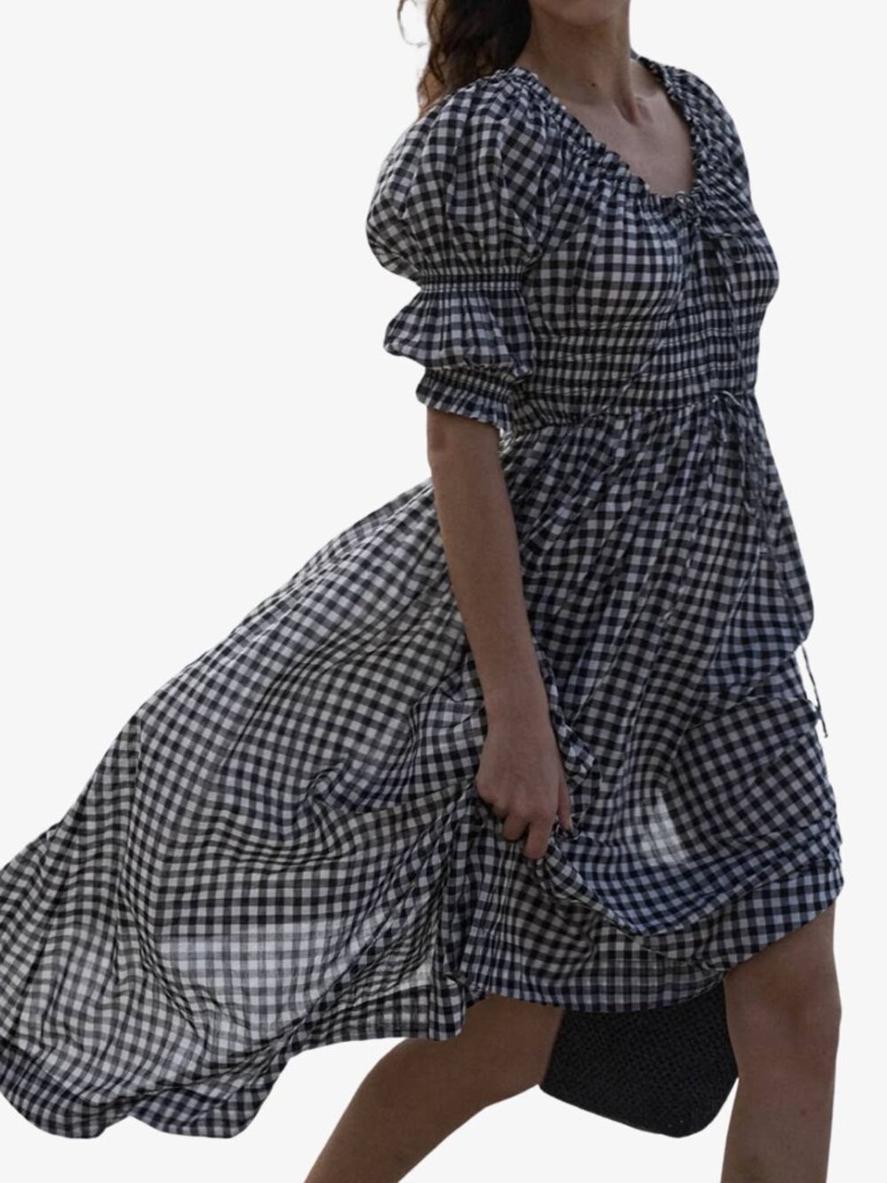 DÔEN Ischia Dress Noir Greta Gingham Size M